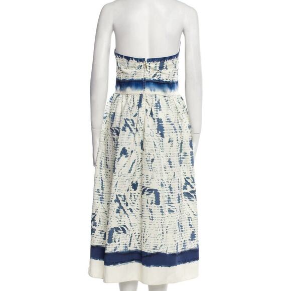 Ralph Lauren Collection Cotton Strapless Midi Dress Runway Fit Flare 10 M Blue - Picture 11 of 16